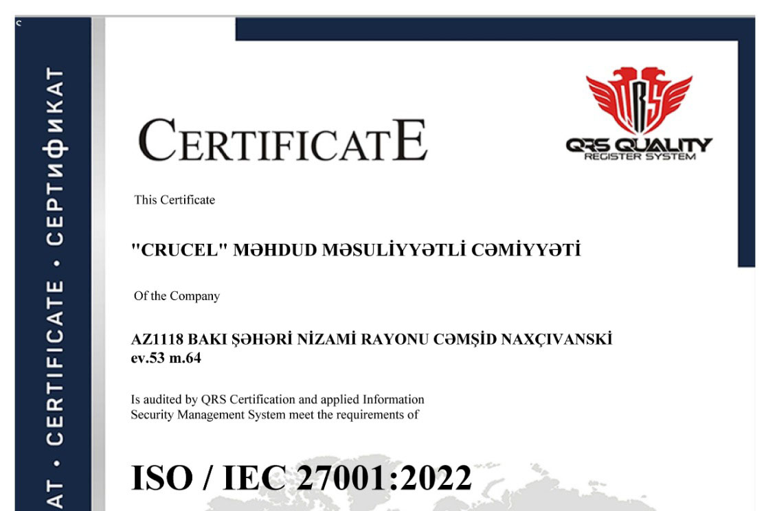 Crucel ISO 27001 Certified